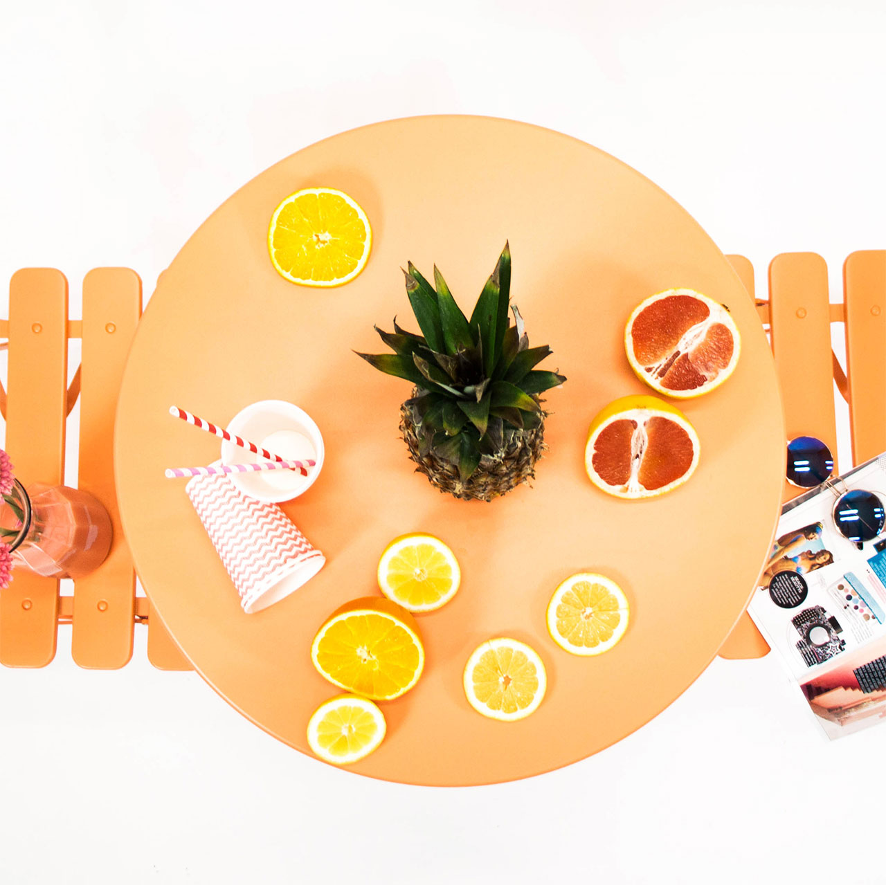 Balkon & Gartenmöbel Bistro-Set klappbar, Metall orange