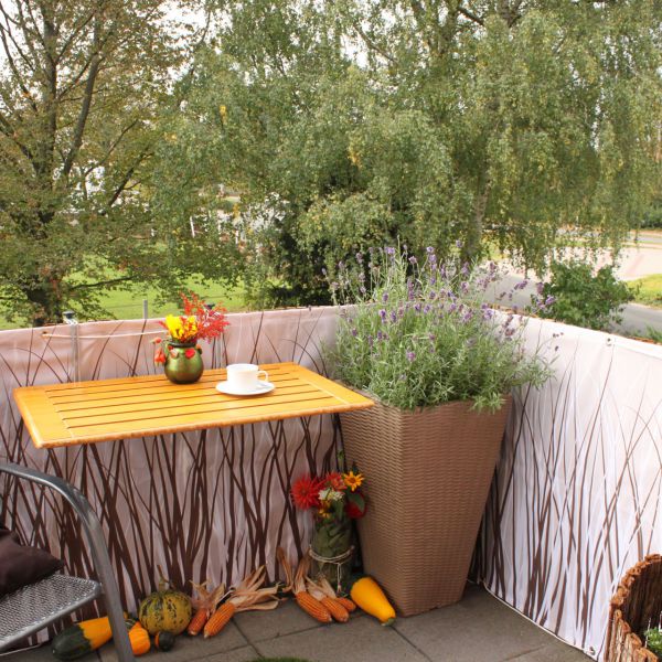 Balkon Sichtschutz 95x500 Cm, Blickdicht, Wetterfest, UV-Schutz 50+, Ohne Bohren Montierbar, Farbe Beige