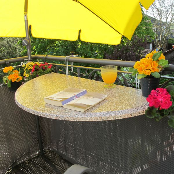 Balkonklapptisch Werzalitplatte terrazzo halbrund 51 x 102 cm