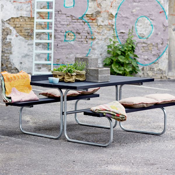 Picknicktisch mit Bänken CLASSIC, Holz & Metall