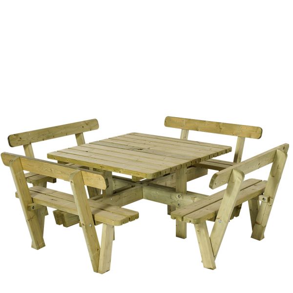 Picknicktisch mit Bänken NATURE, quadratisch