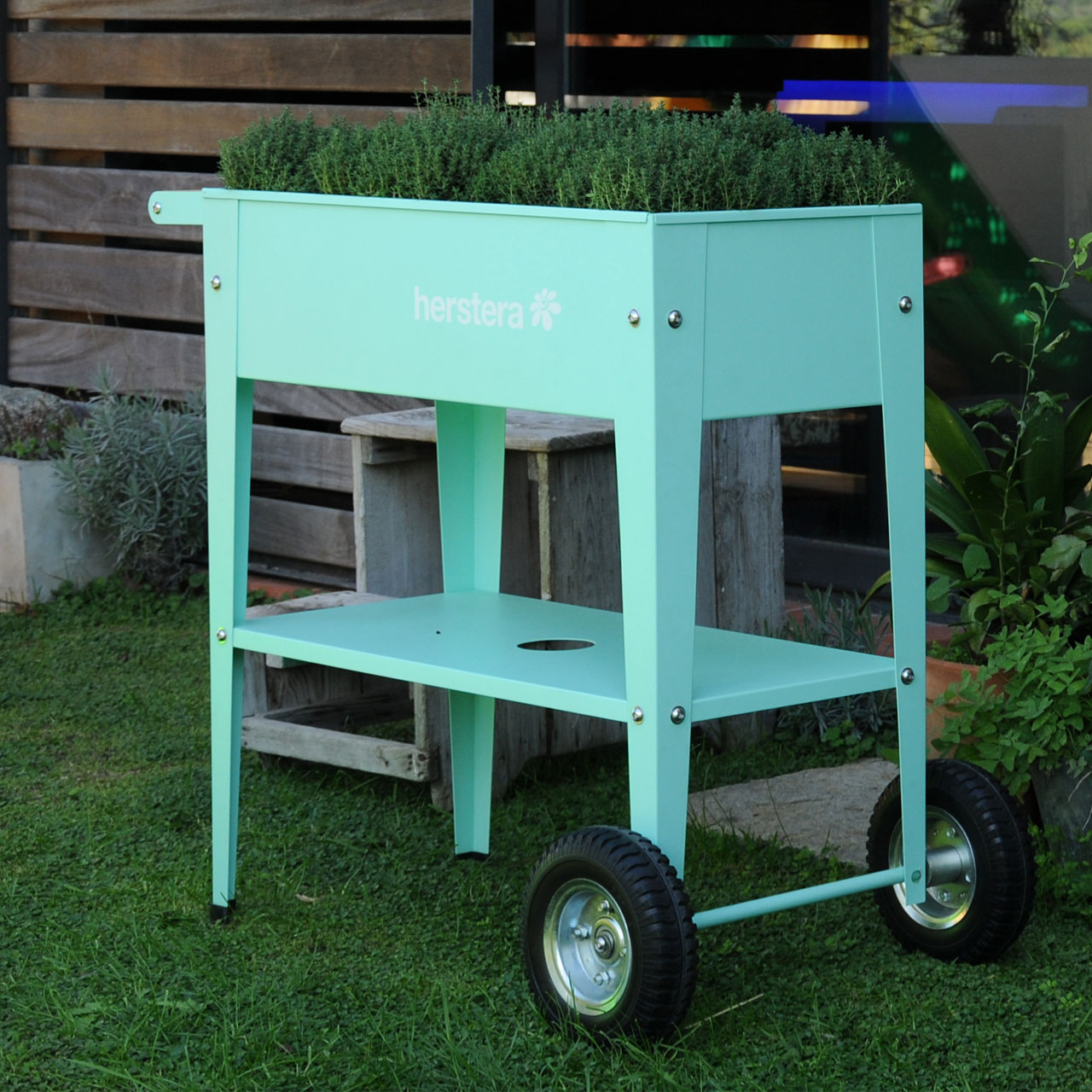 Metall Hochbeet Balkon mit Rollen 75 x 35cm, Green Mint ...