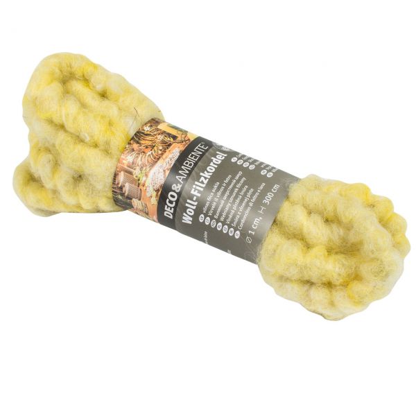 Woll-Filzkordel, Ø 1 cm, gelb
