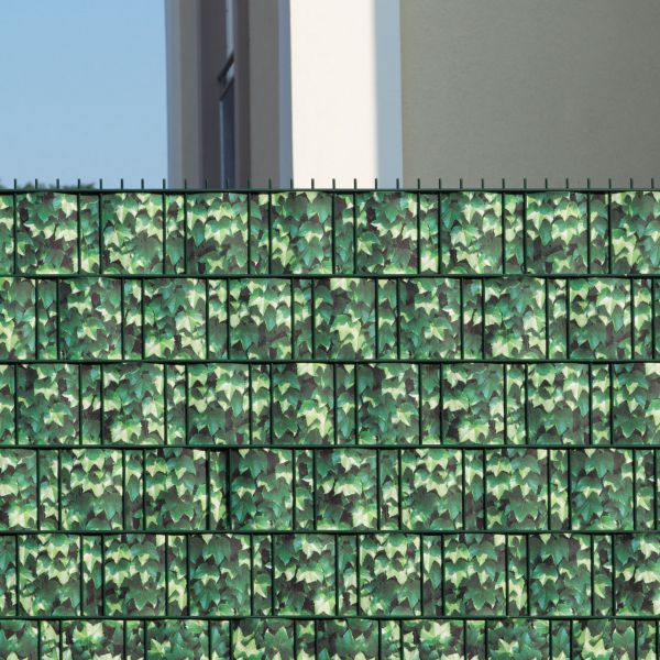 Sichtschutzstreifen bedruckt, Motiv Weinblatt grün