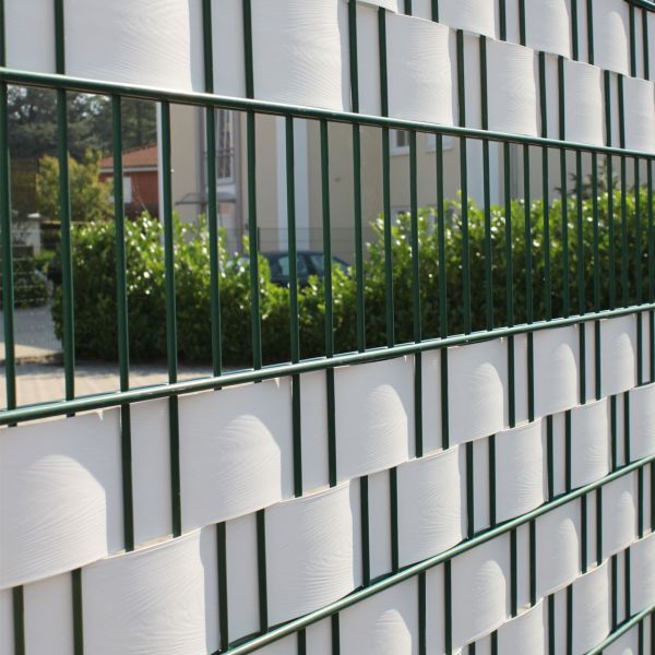 PVC Sichtschutzstreifen Motiv Berlin – 19 Cm X 2,85 M, Anthrazit/weiß, Für Gittermattenzäune, Inkl. Klemmschienen