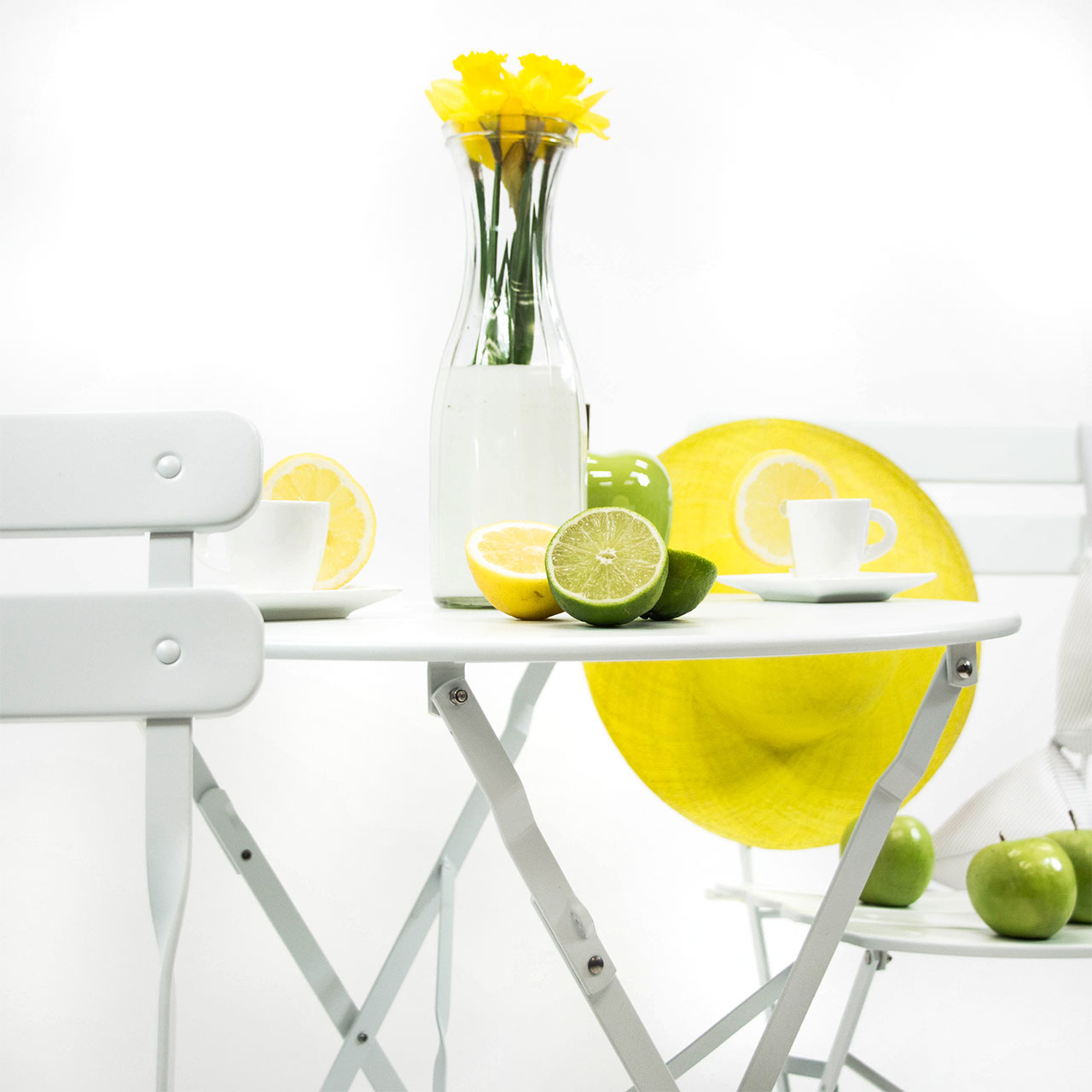 Balkon & Gartenmöbel Bistro-Set klappbar, Metall weiß